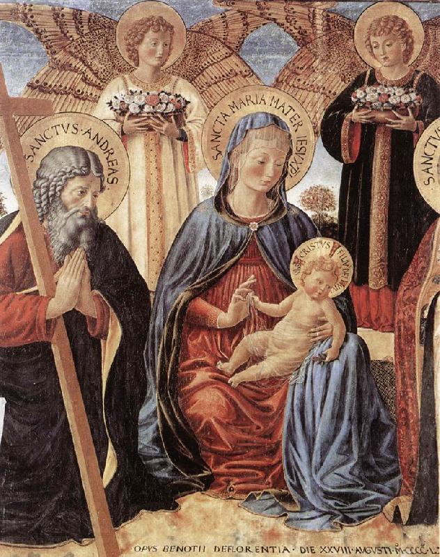 GOZZOLI, Benozzo Madonna and Child between Sts Andrew and Prosper (detail) fg Norge oil painting art